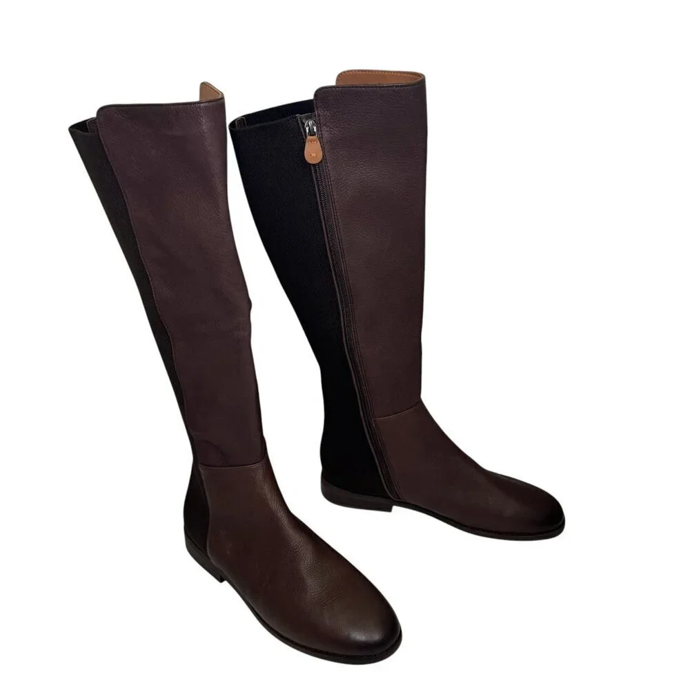 $249 Gentle Souls Kenneth Cole Emma Stretch Tall Boots Chocolate Brown 7.5 M NEW